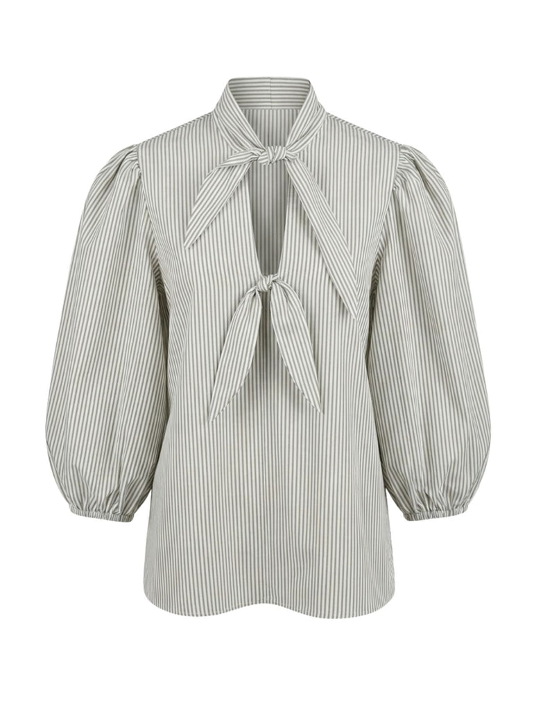Cotton Blend Striped Knot Top