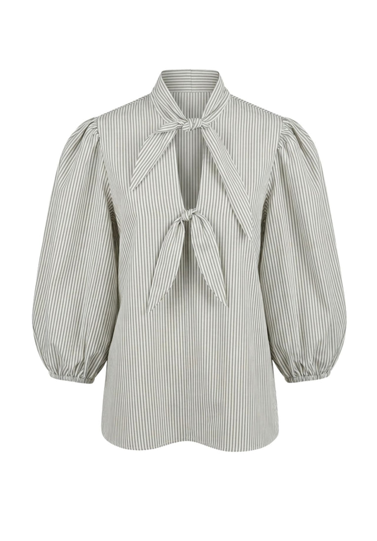 Cotton Blend Striped Knot Top