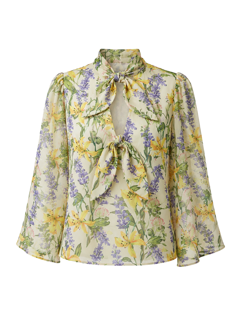 Chiffon Knot Top "Botánica Full Print"